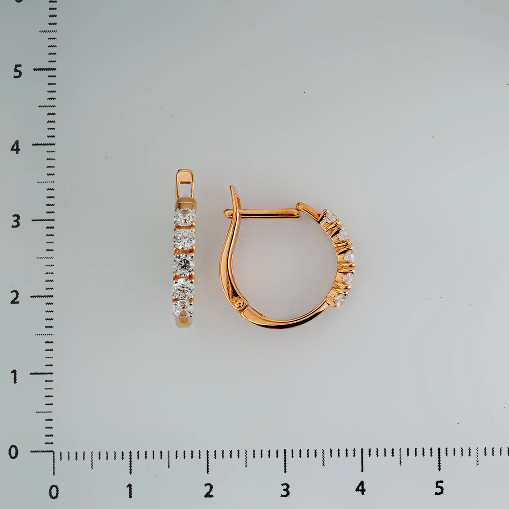 Серьги с фианитом из красного золота 585 пробы