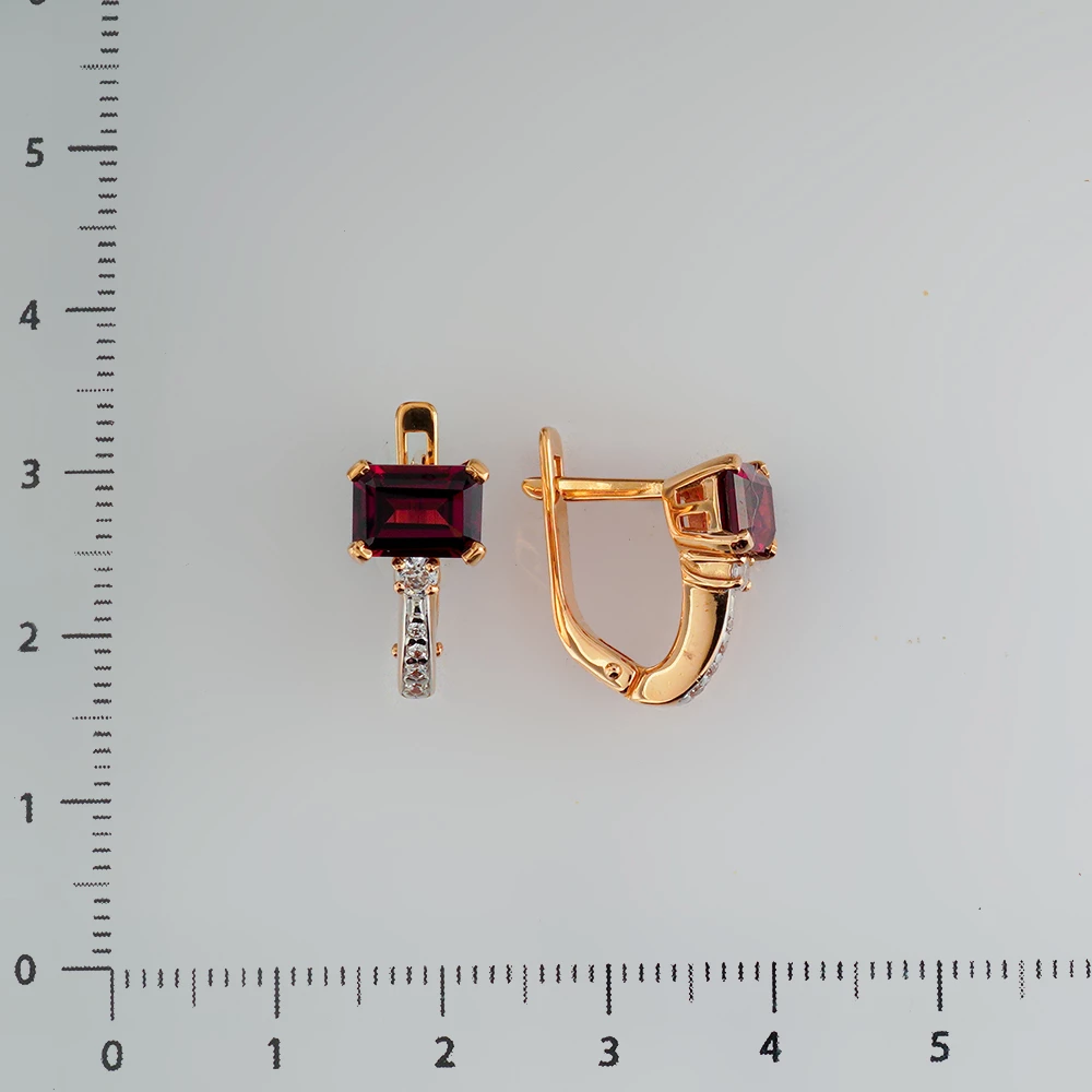 Серьги с гранатом из красного золота 585 пробы