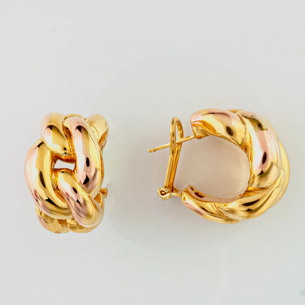 Серьги конго из желтого золота 585 пробы