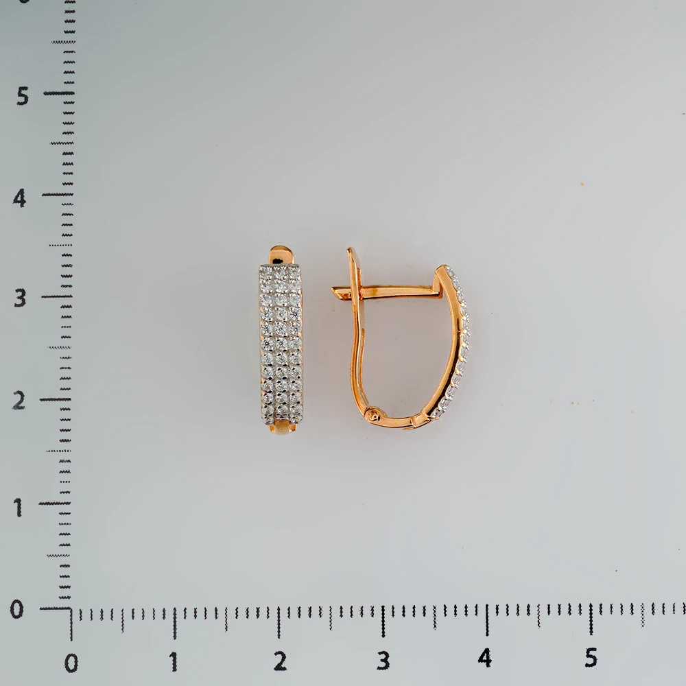 Серьги с фианитом из красного золота 585 пробы