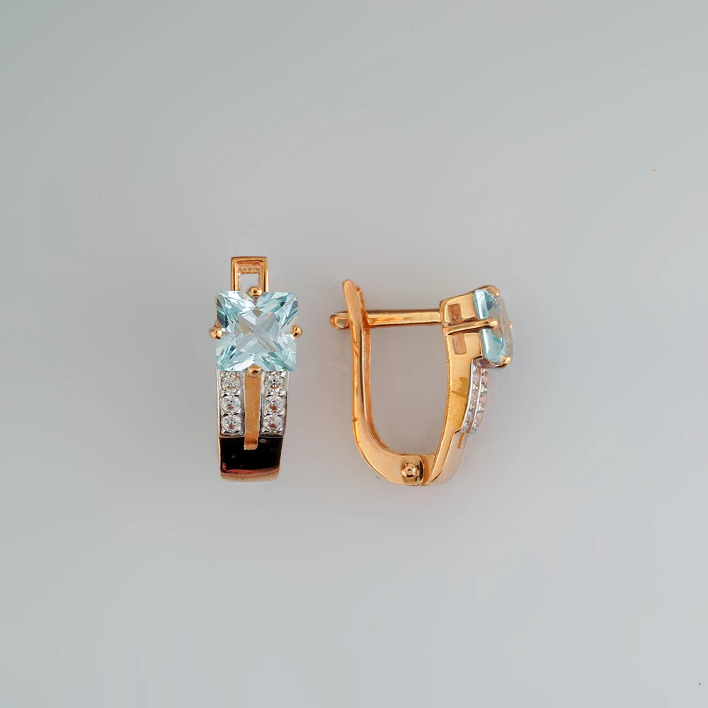 Серьги с топазом из красного золота 585 пробы