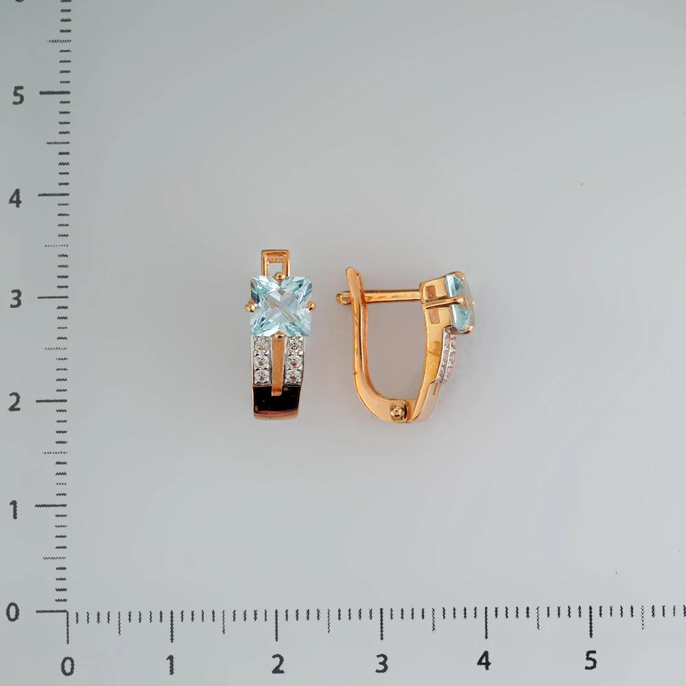 Серьги с топазом из красного золота 585 пробы