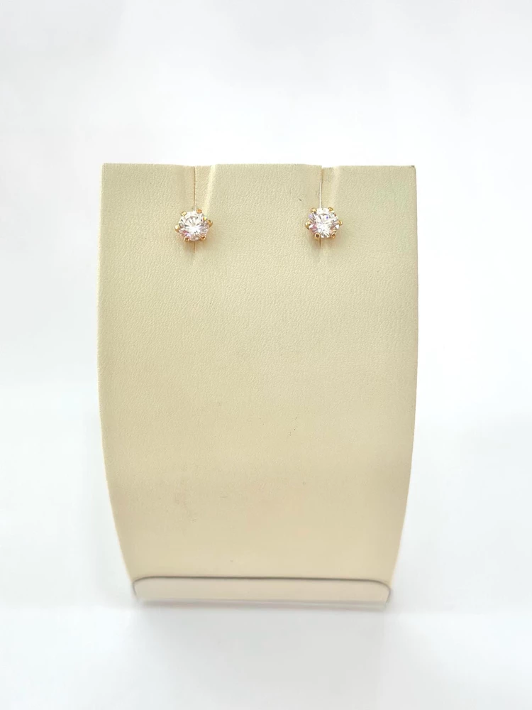 Серьги с фианитом из красного золота 585 пробы