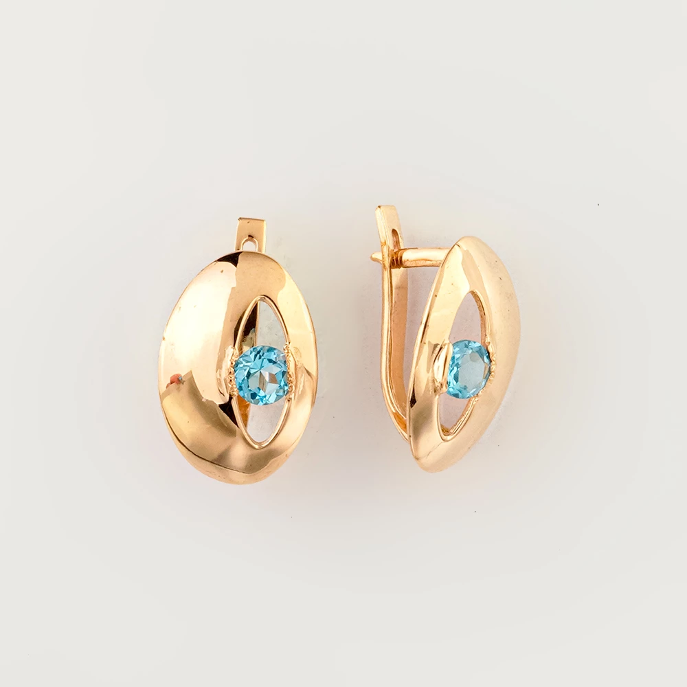 Серьги с топазом из красного золота 585 пробы