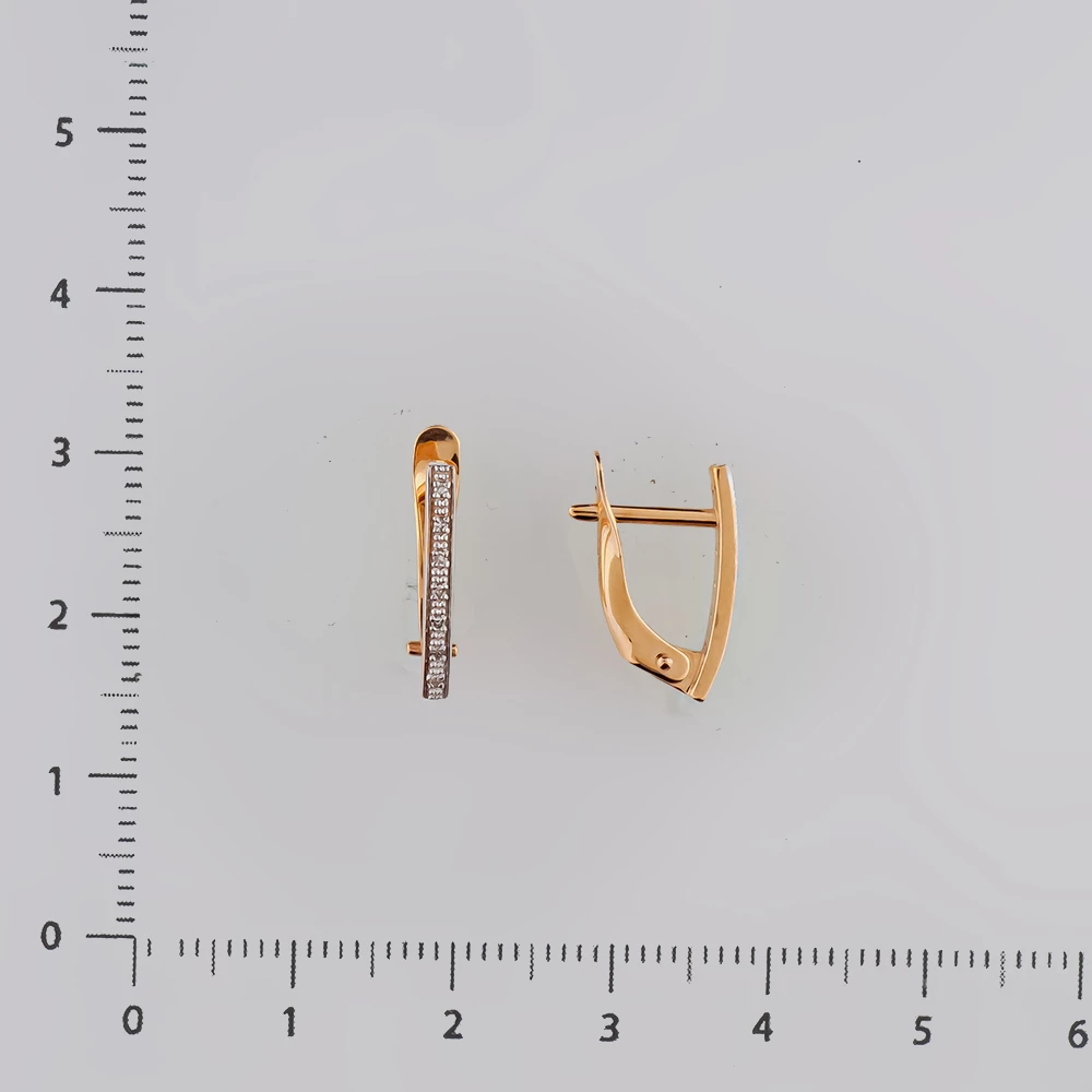 Серьги с бриллиантом из красного золота 585 пробы