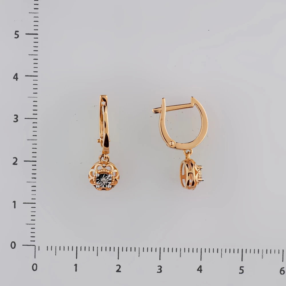 Серьги с бриллиантом из красного золота 585 пробы