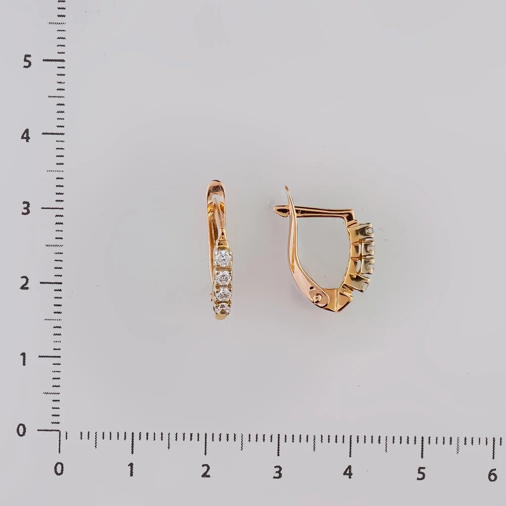 Серьги с фианитом из красного золота 585 пробы