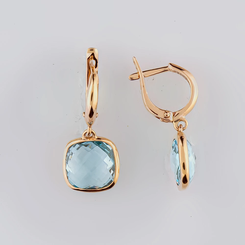 Серьги с топазом из красного золота 585 пробы