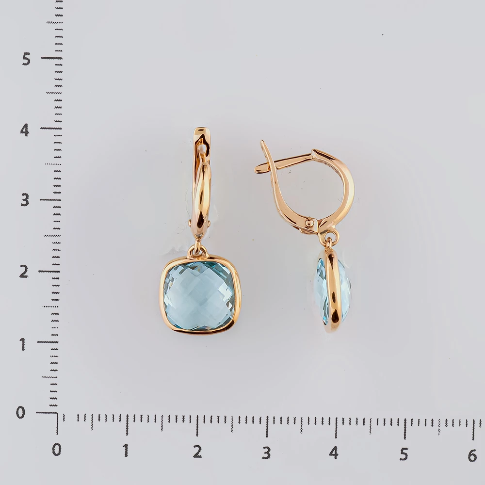 Серьги с топазом из красного золота 585 пробы
