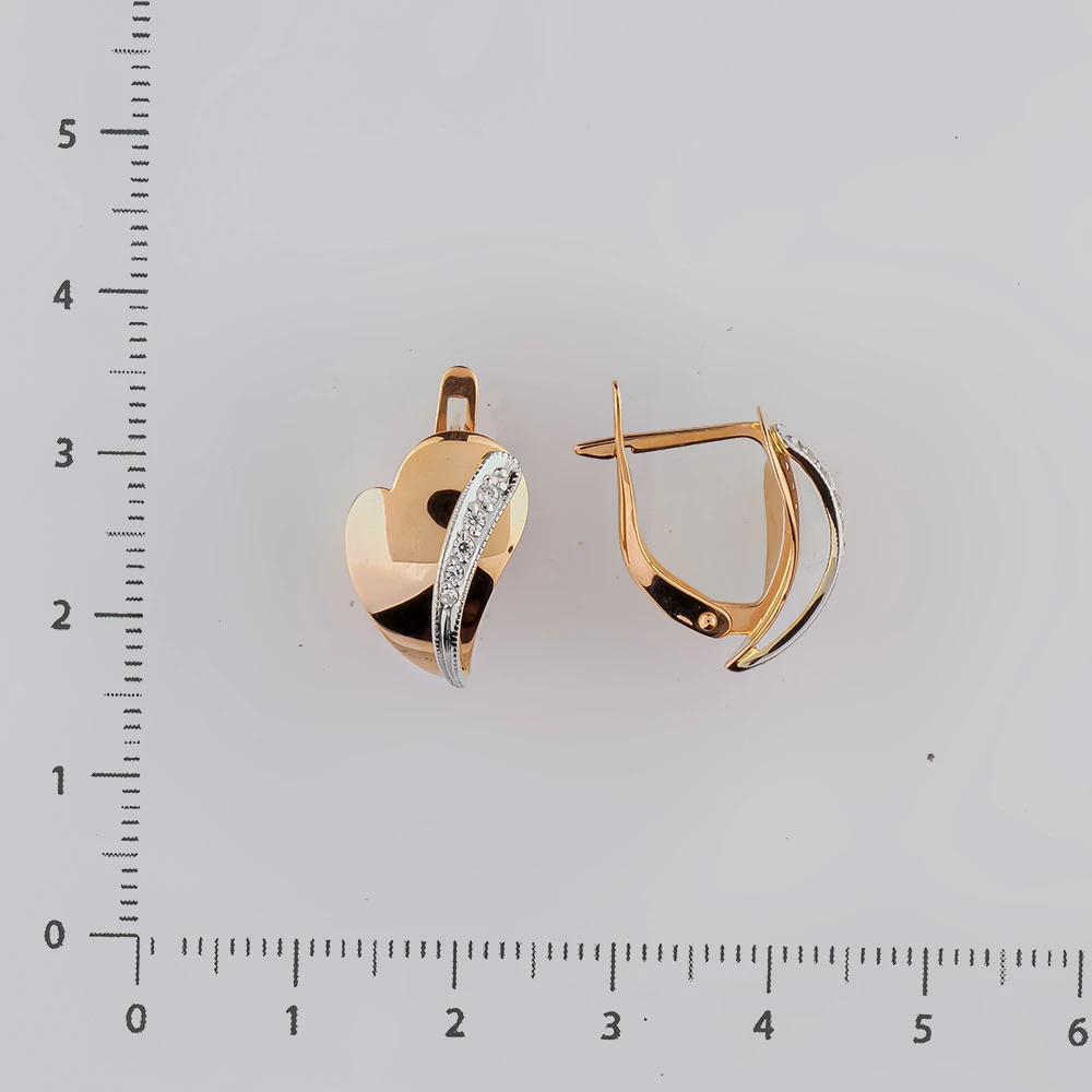 Серьги с фианитом из красного золота 585 пробы