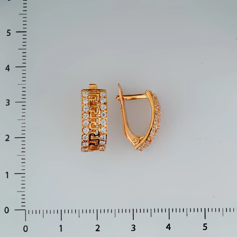 Серьги с фианитом из красного золота 585 пробы