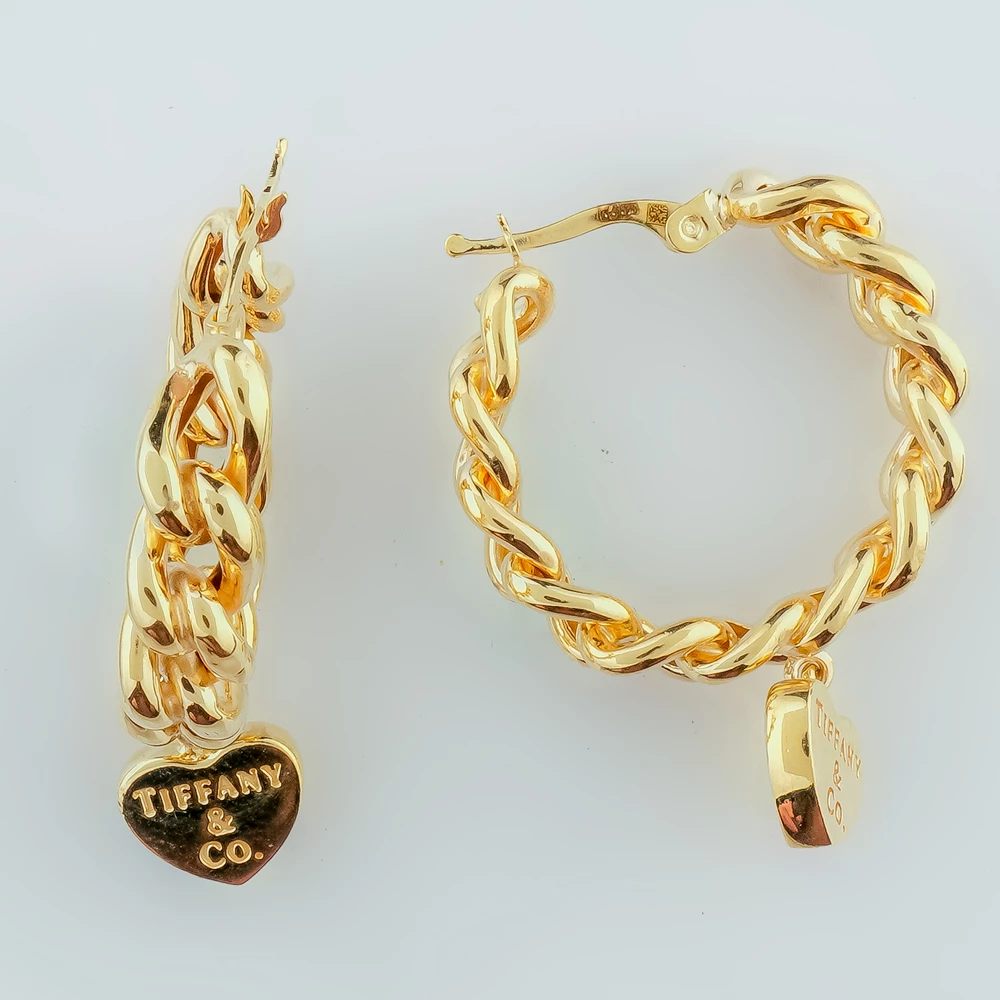 Серьги конго из желтого золота 585 пробы