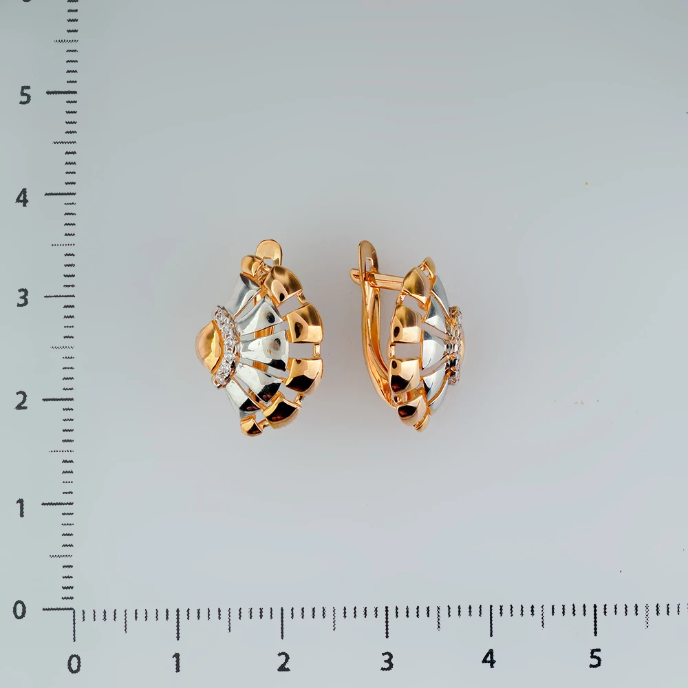 Серьги с фианитом из красного золота 585 пробы