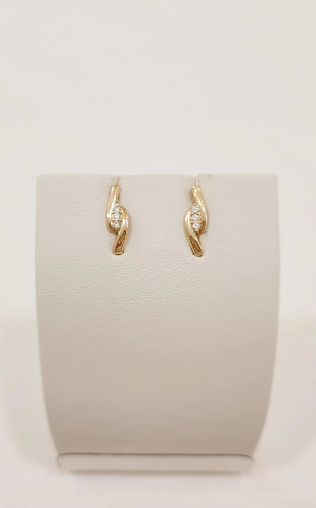 Серьги с фианитом из красного золота 585 пробы