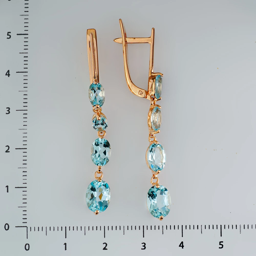 Серьги с топазом из красного золота 585 пробы
