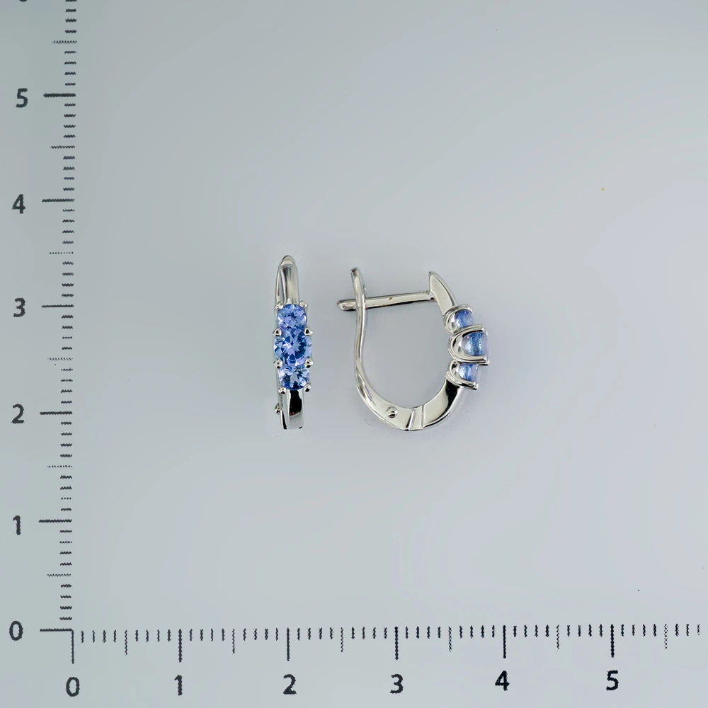 Серьги с танзанитом из белого золота 585 пробы