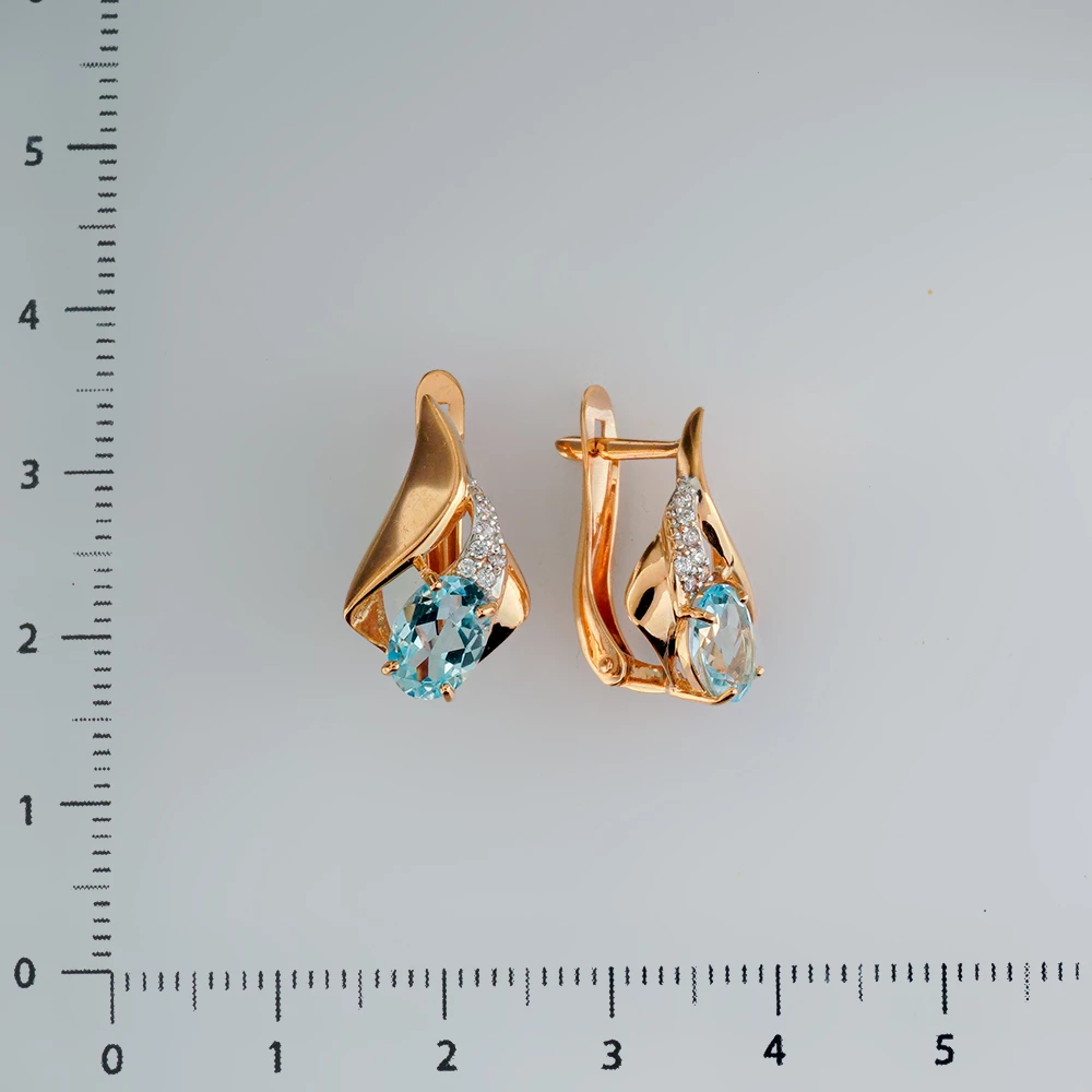 Серьги с топазом из красного золота 585 пробы
