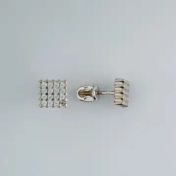Серьги с фианитом из белого золота 585 пробы