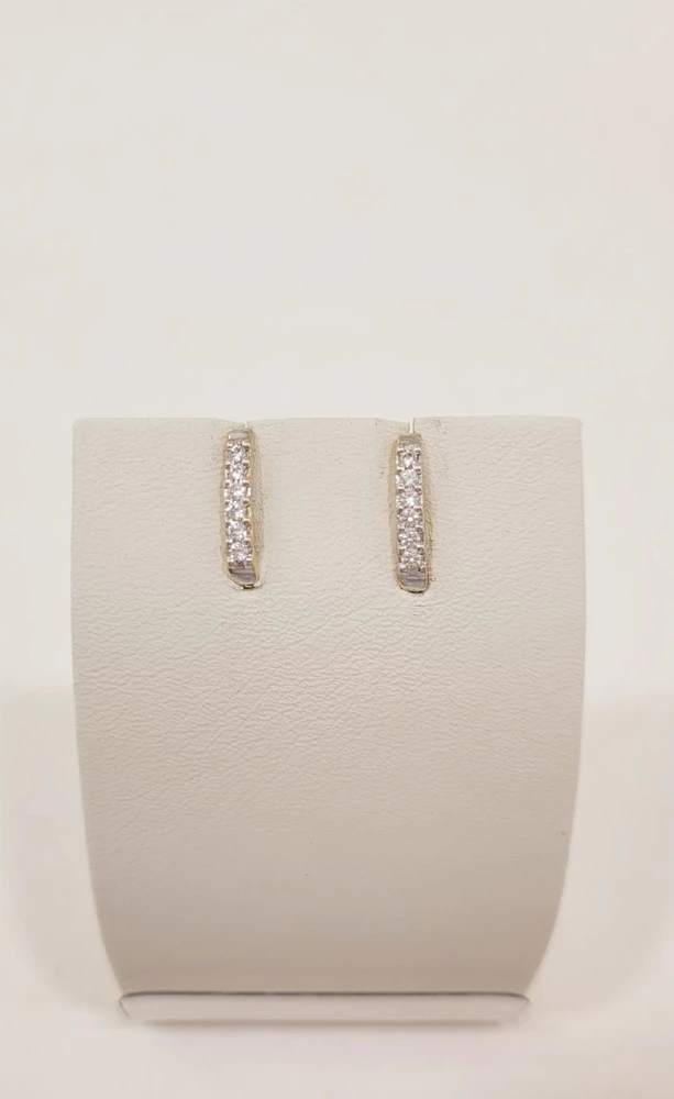 Серьги с фианитом из красного золота 585 пробы