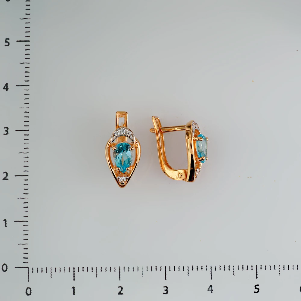 Серьги с топазом из красного золота 585 пробы