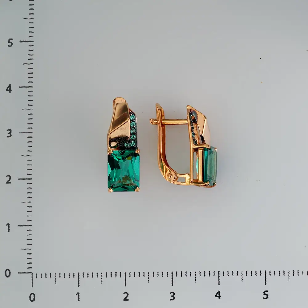 Серьги с ситаллом из красного золота 585 пробы