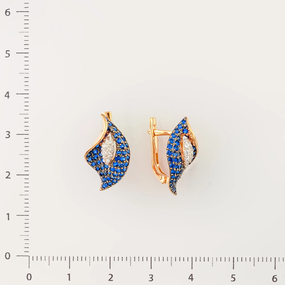 Серьги с фианитом из красного золота 585 пробы