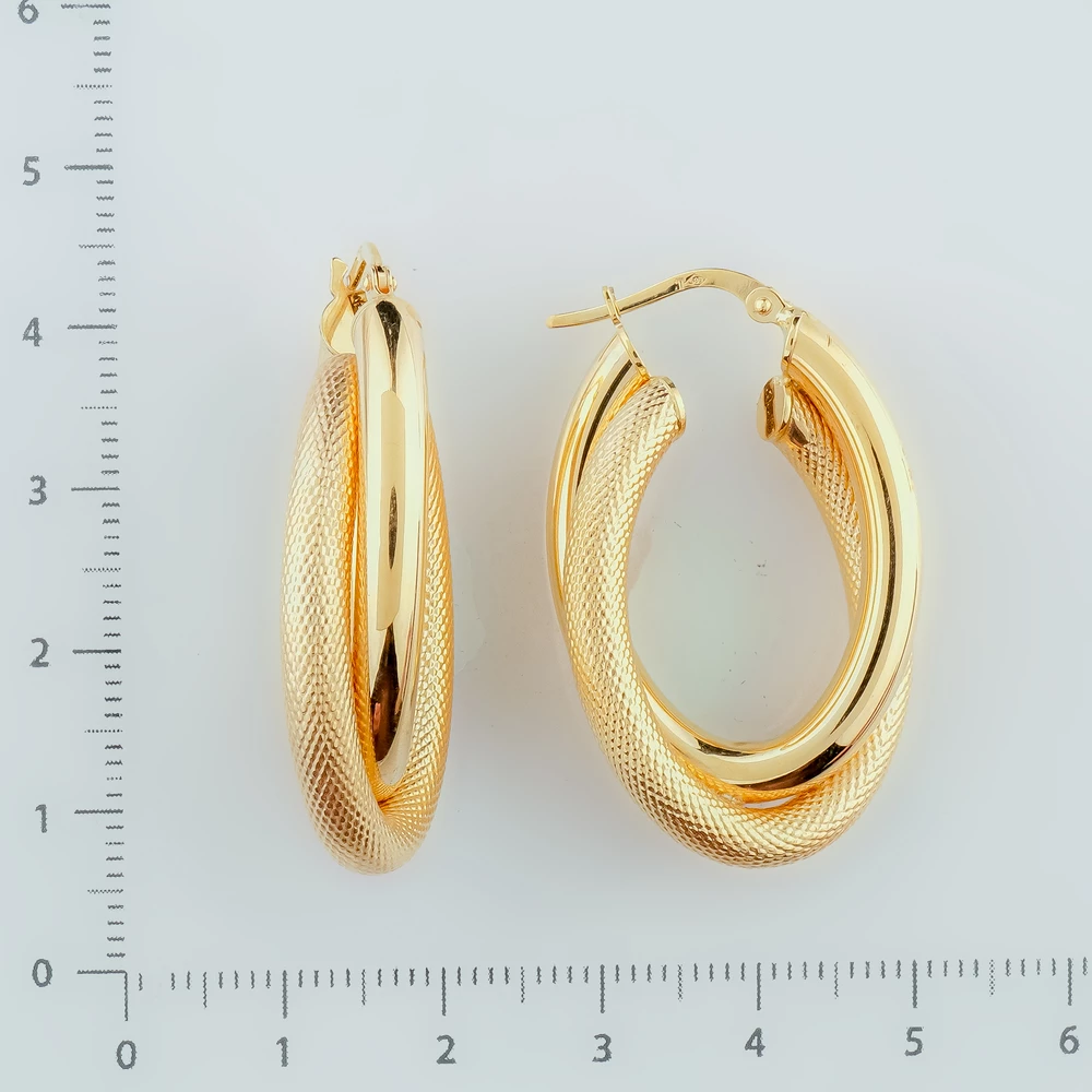 Серьги конго из желтого золота 585 пробы