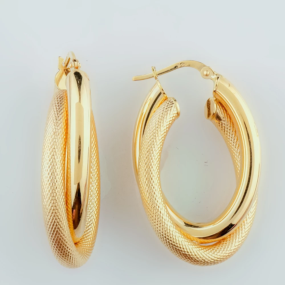 Серьги конго из желтого золота 585 пробы