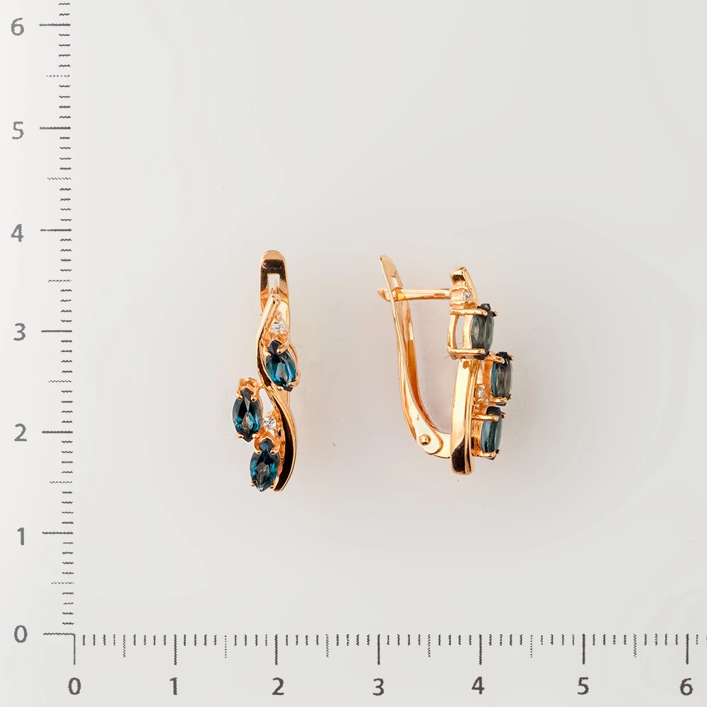 Серьги с топазом из красного золота 585 пробы
