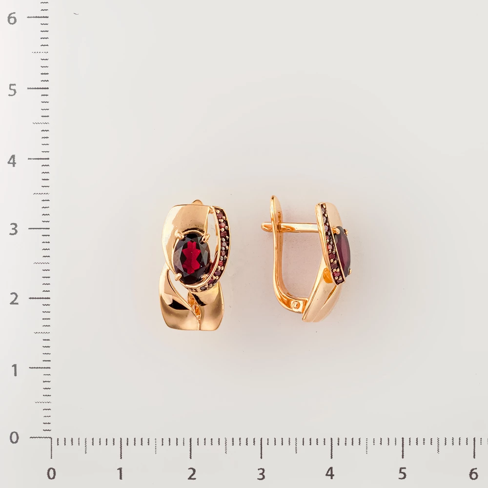 Серьги с гранатом из красного золота 585 пробы