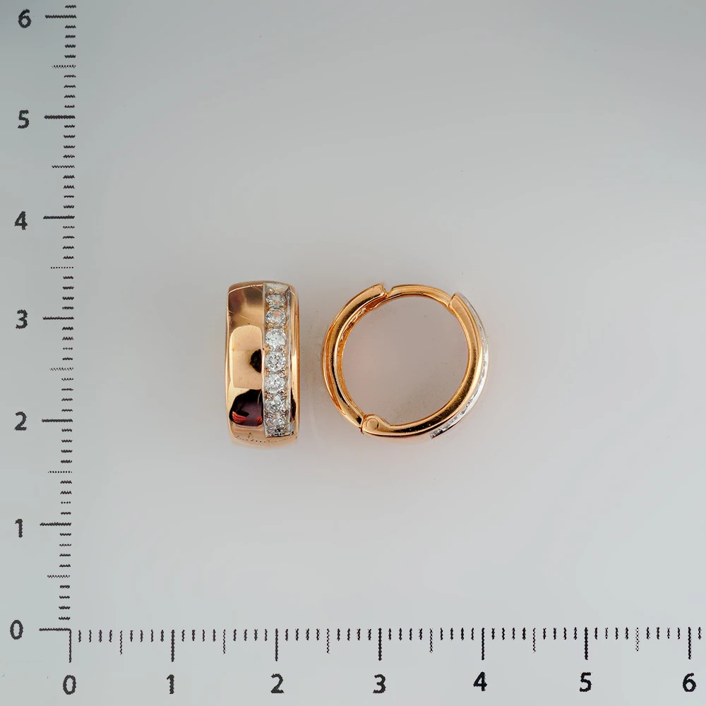 Серьги с фианитом из красного золота 585 пробы