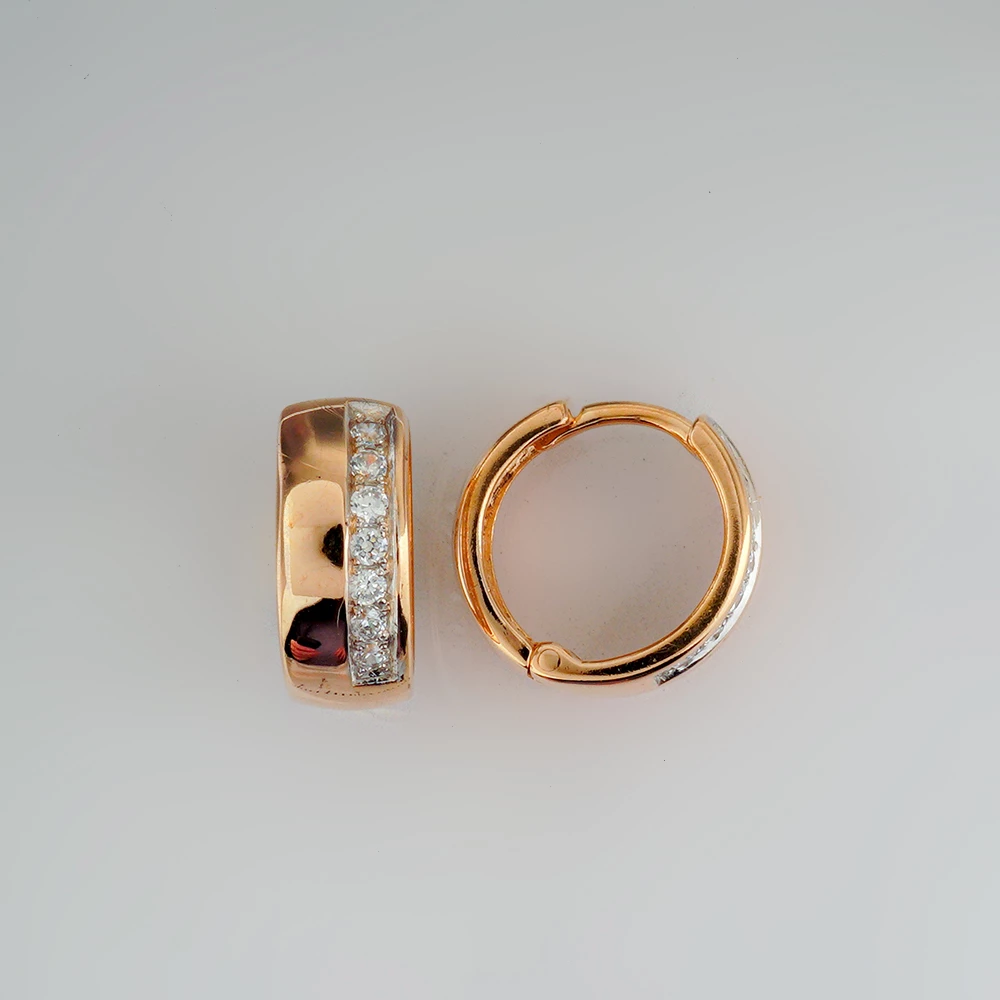 Серьги с фианитом из красного золота 585 пробы