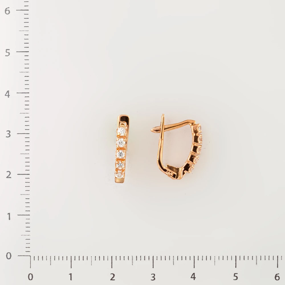 Серьги с фианитом из красного золота 583 пробы