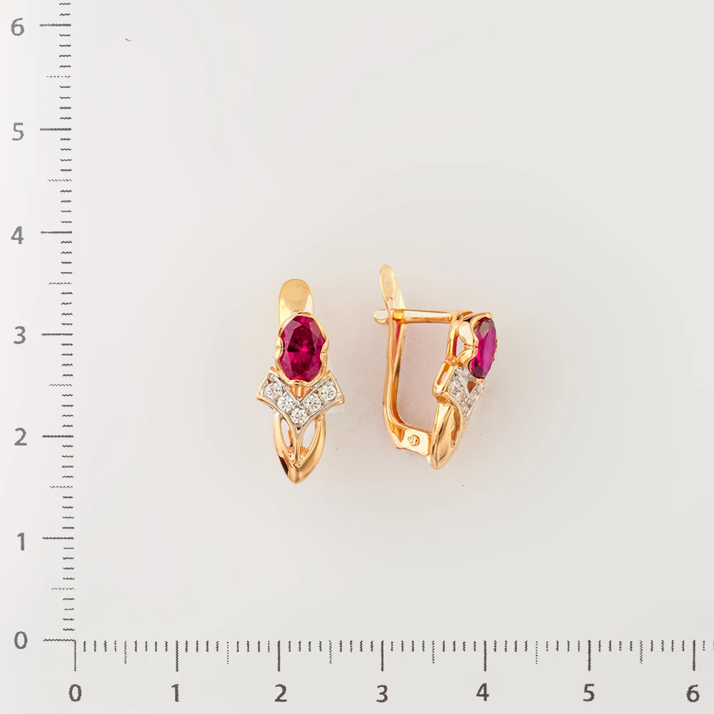 Серьги с гранатом из красного золота 585 пробы