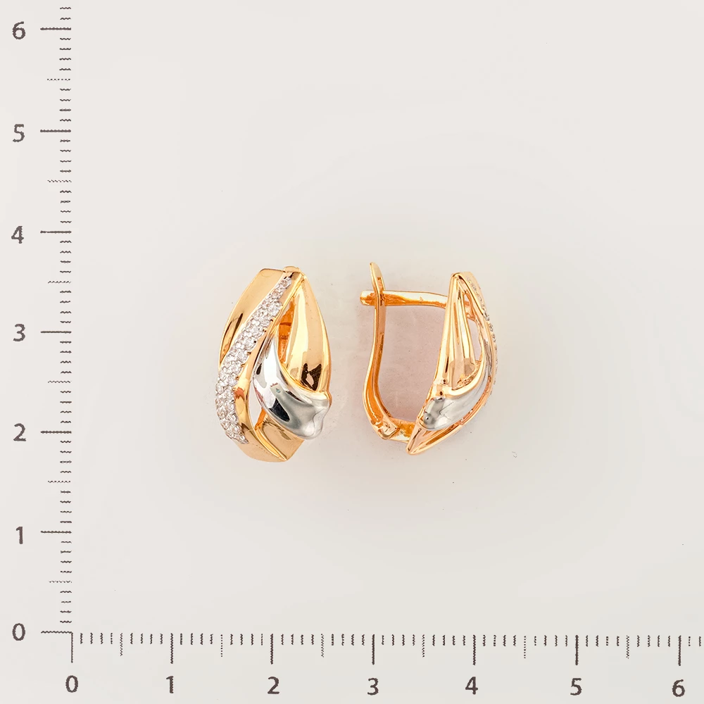 Серьги с фианитом из красного золота 585 пробы