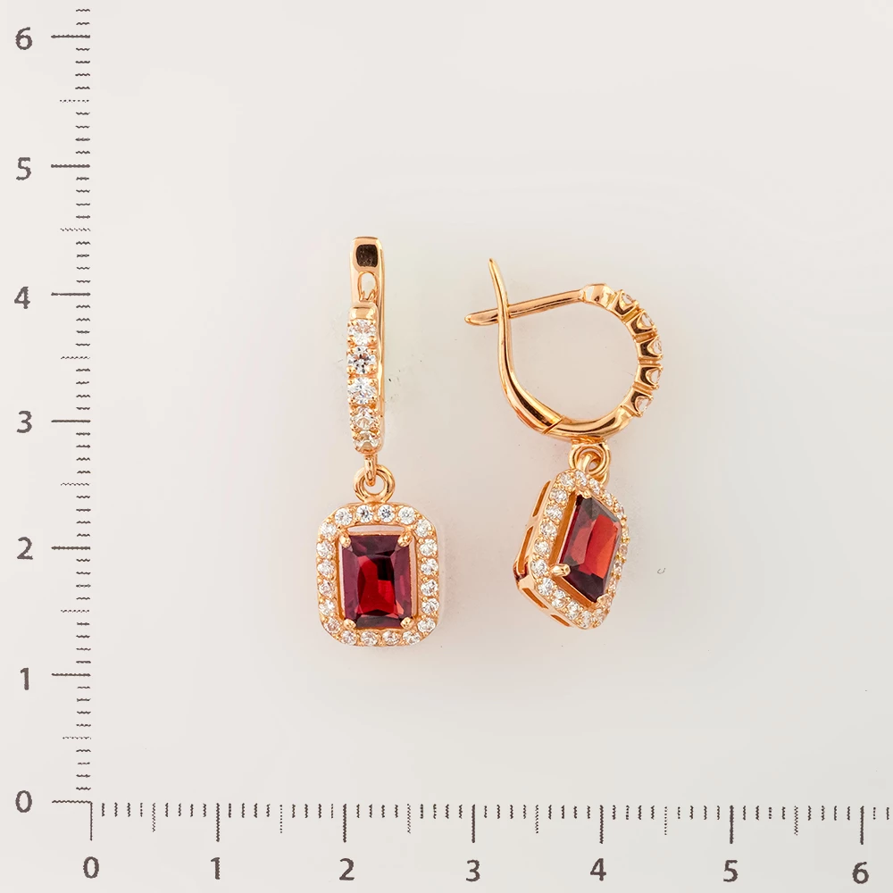 Серьги с гранатом из красного золота 585 пробы