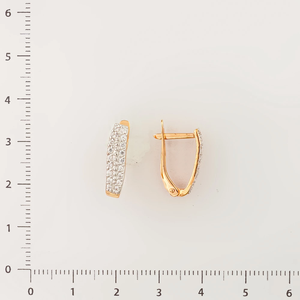 Серьги с фианитом из красного золота 585 пробы