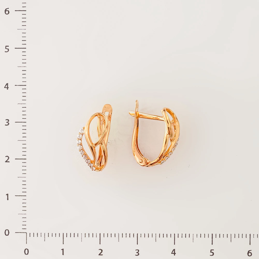 Серьги с фианитом из красного золота 585 пробы