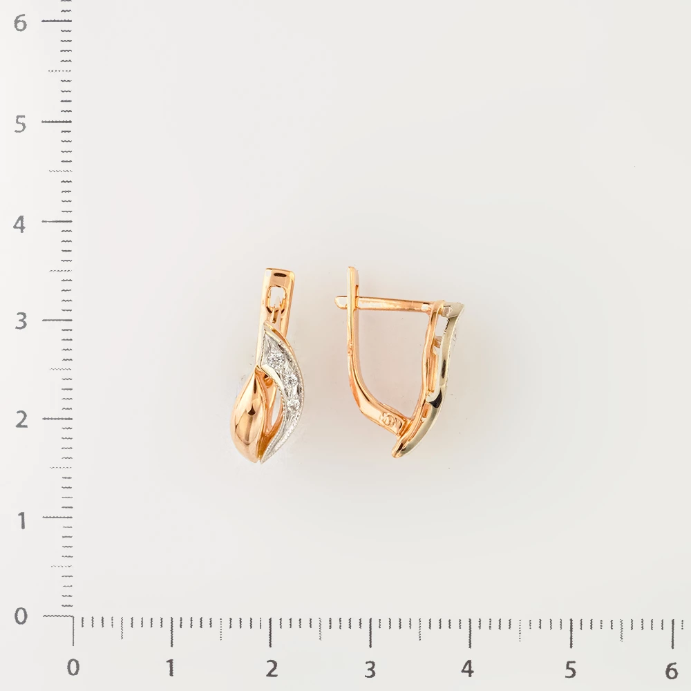 Серьги с фианитом из красного золота 585 пробы