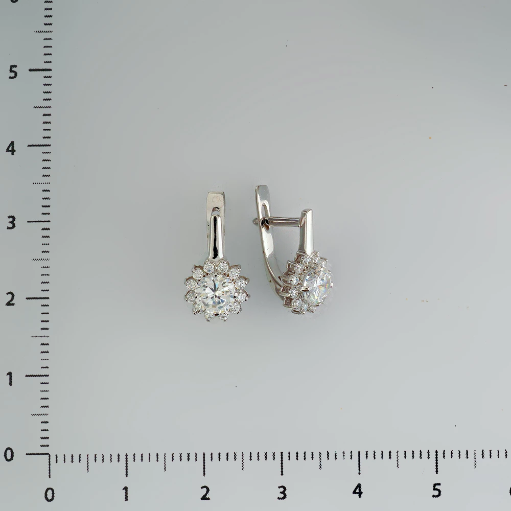Серьги с фианитом из белого золота 585 пробы