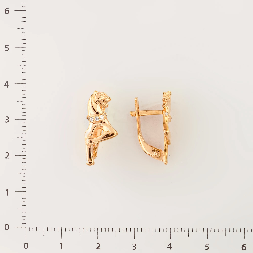 Серьги с фианитом из красного золота 585 пробы