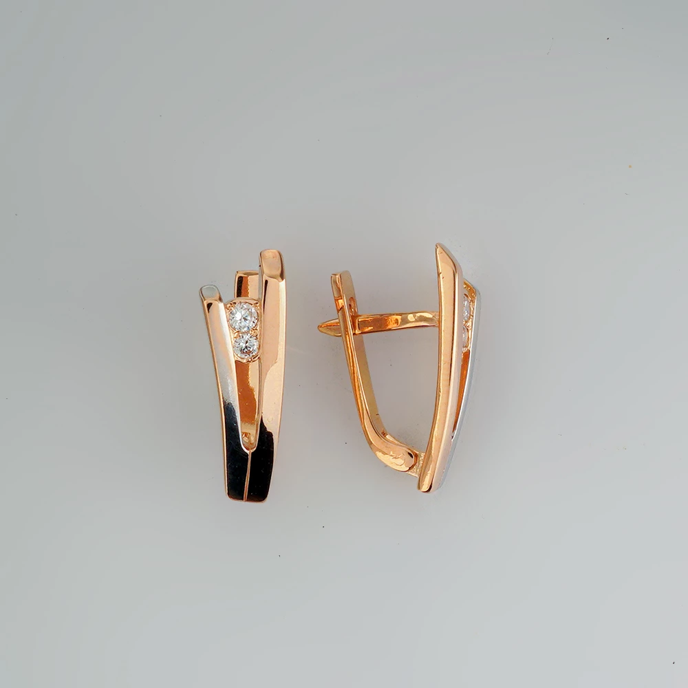 Серьги с фианитом из белого золота 585 пробы