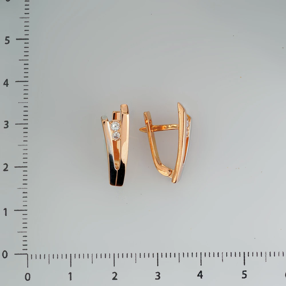 Серьги с фианитом из белого золота 585 пробы