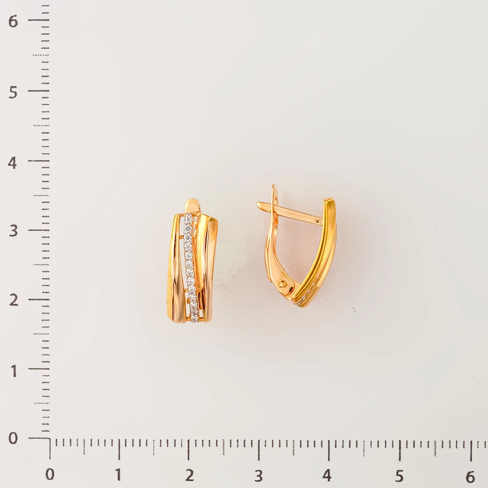 Серьги с фианитом из красного золота 585 пробы