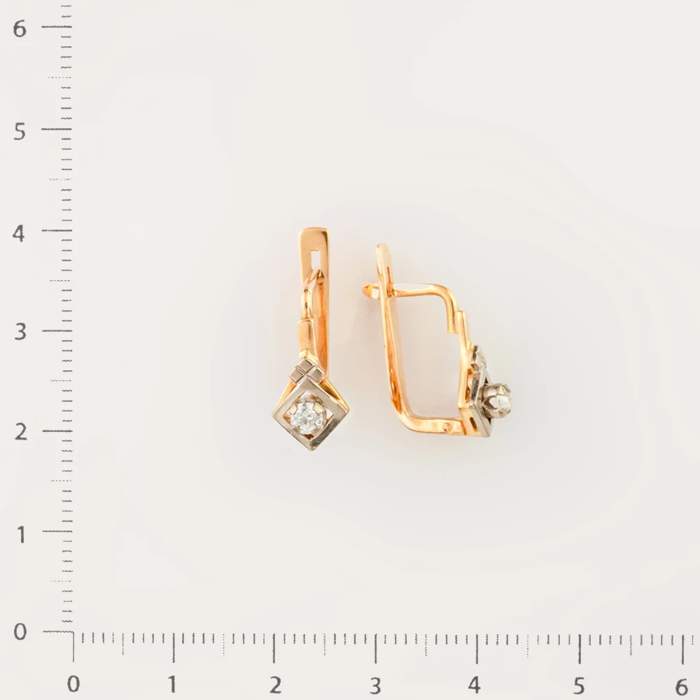 Серьги с фианитом из красного золота 583 пробы