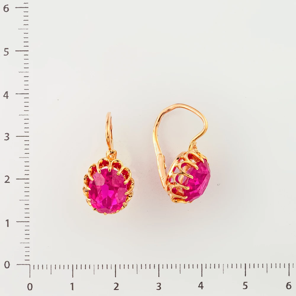 Серьги с фианитом из красного золота 583 пробы