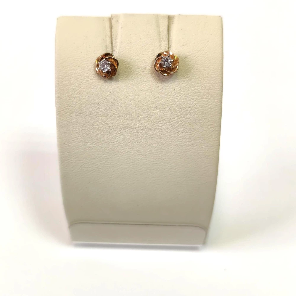 Серьги с фианитом из красного золота 375 пробы