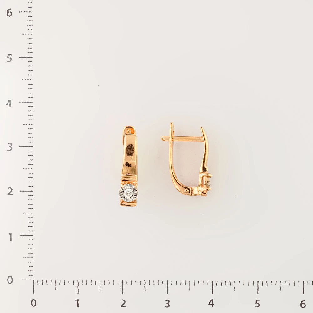 Серьги с бриллиантом из красного золота 585 пробы