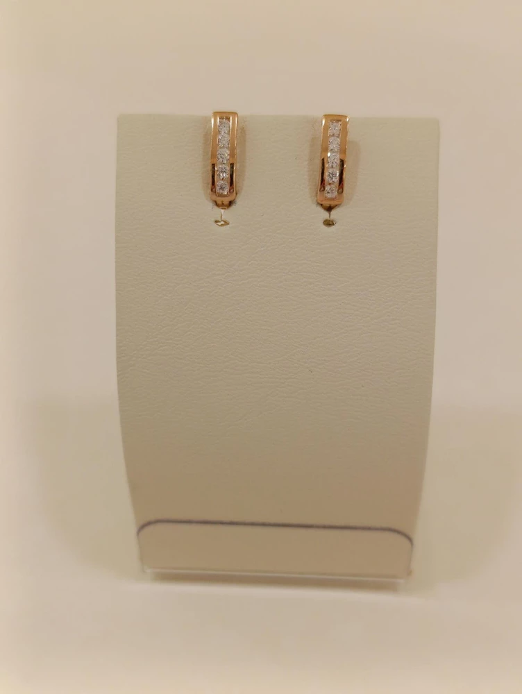 Серьги с фианитом из красного золота 585 пробы