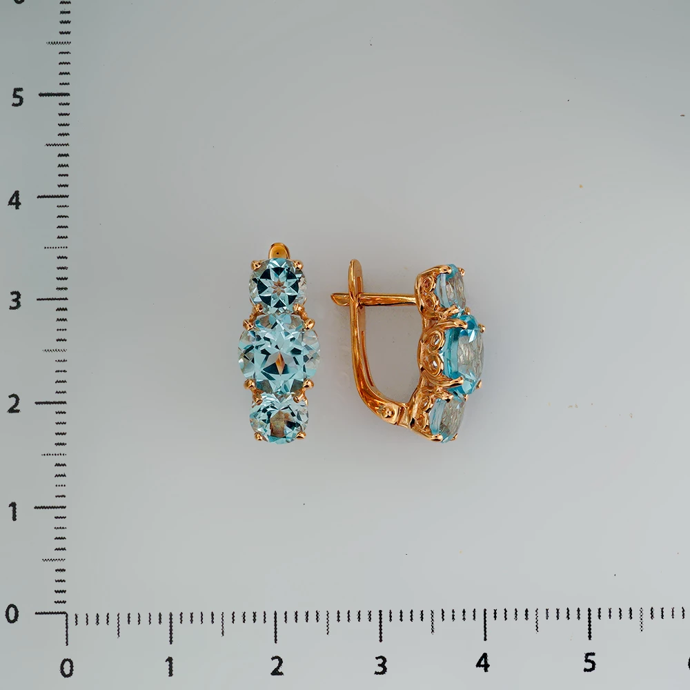Серьги с топазом из красного золота 585 пробы